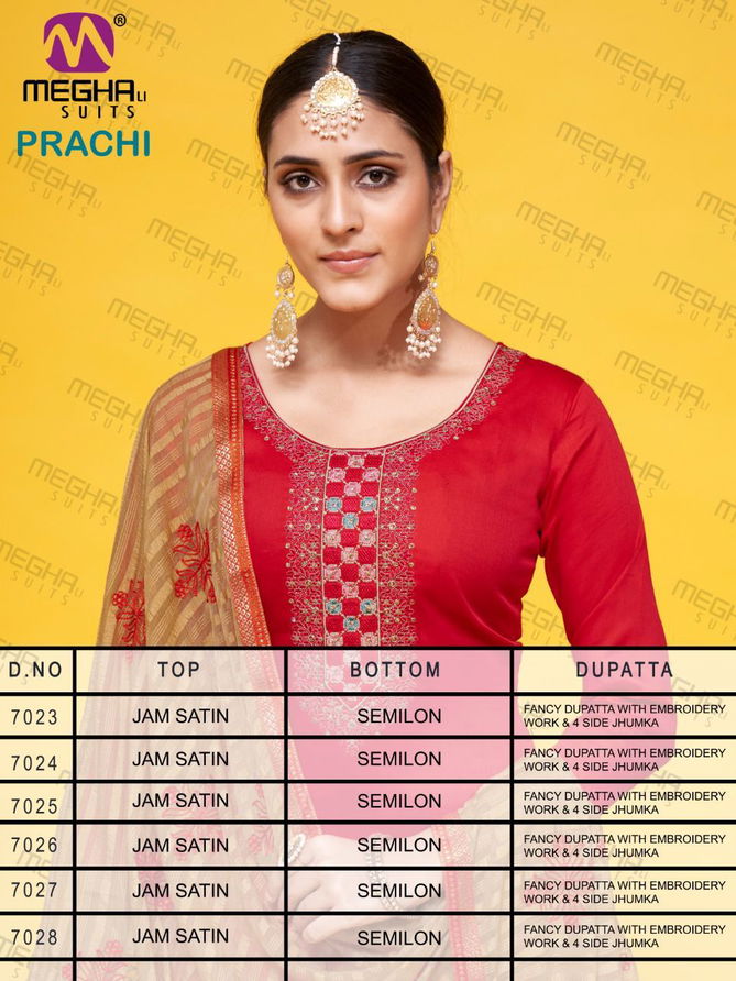 Meghali Prachi Fancy Festive Wear Jam Satin Designer Dress Material Collection